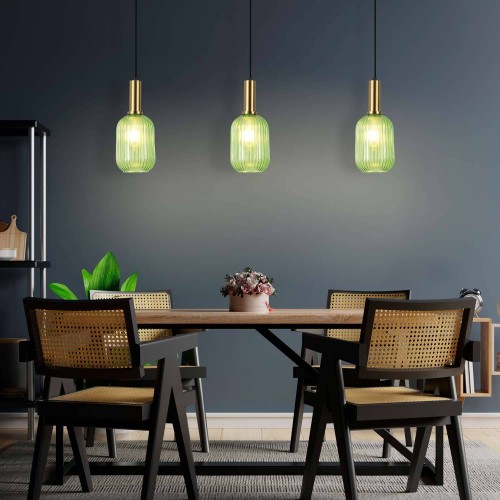 Lampadario a sospensione a 1 luce Kyle Verde-Vendita di Mobili Online