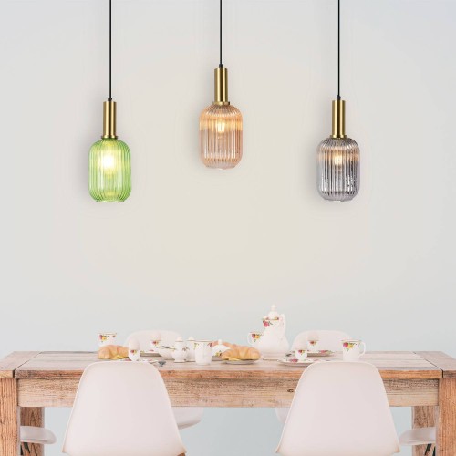 Lampadario a sospensione a 1 luce Kyle Verde-Vendita di Mobili Online