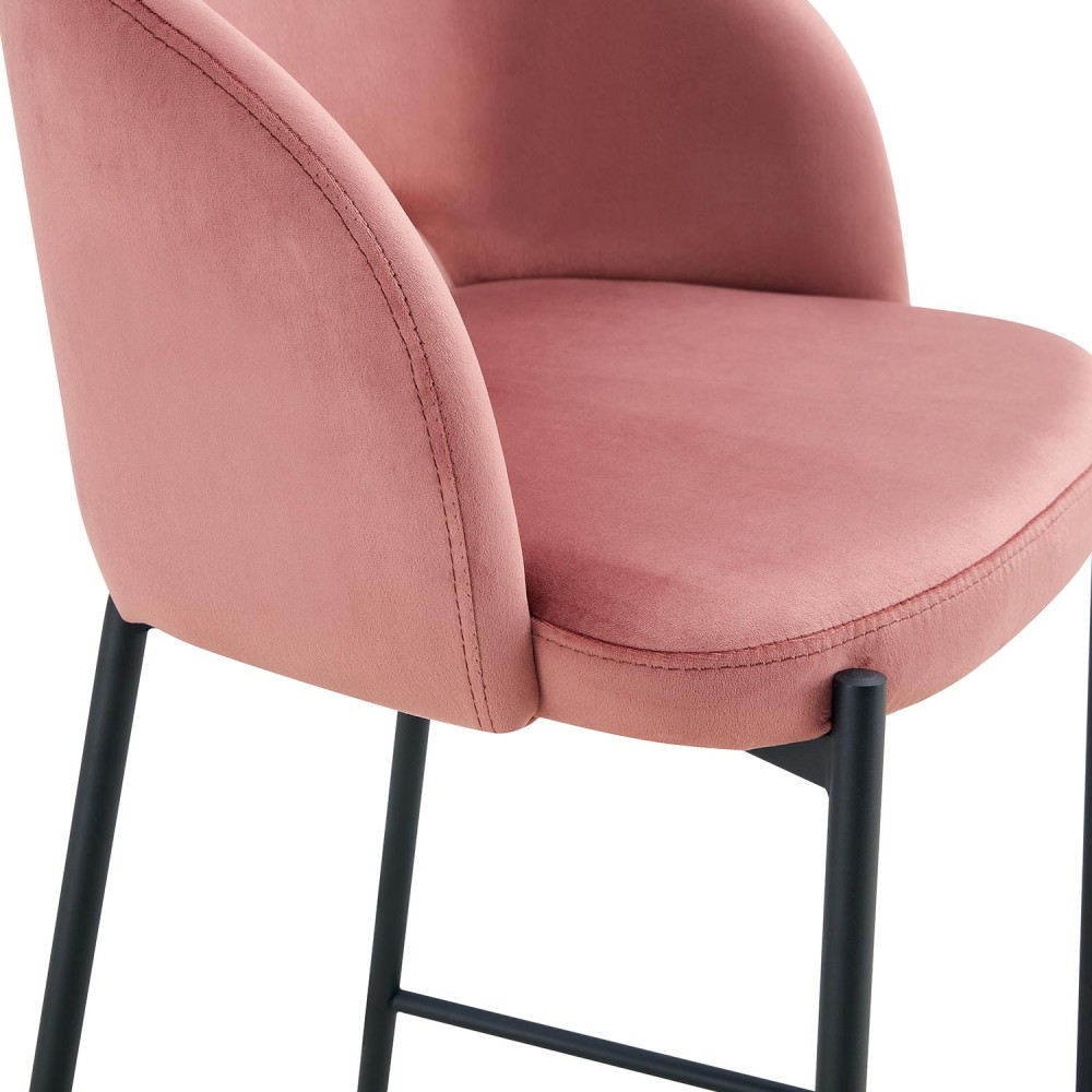 Sgabello rivestito in velluto rosa | Vendita di mobili online