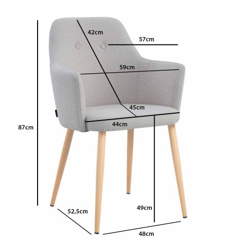 Poltrona Olaf Grigio Gamba Faggio - Poltrona imbottita moderna e confortevole – UKUKHOME.COM