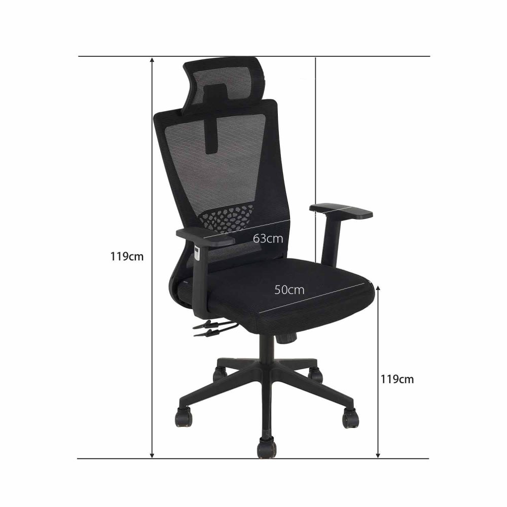 Sedia Da Ufficio Roman Nera - Sedia da ufficio ergonomica – UKUKHOME.COM