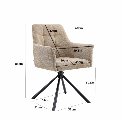 Poltrona Girevole Zenith Coffee - Poltrona imbottita moderna e confortevole – UKUKHOME.COM