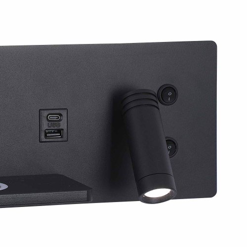 Applique LED Negro con Carga Inalámbrica y Usb 30Cm Somni - Applique LED - UKUKHOME.com