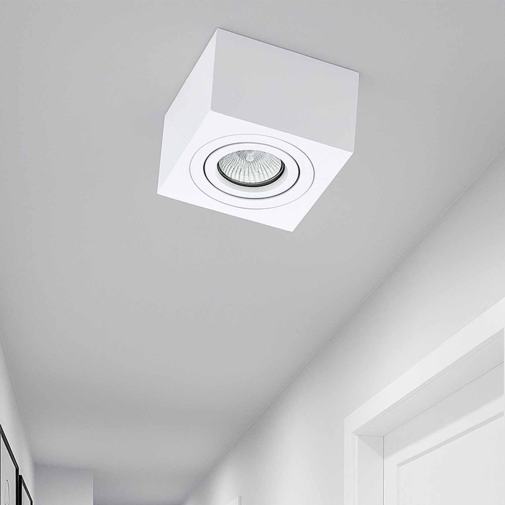 Foco de Superficie Cuadrado Orientable 9X9Cm color Blanco Linber - Faretto LED da superficie - UKUKHOME.com
