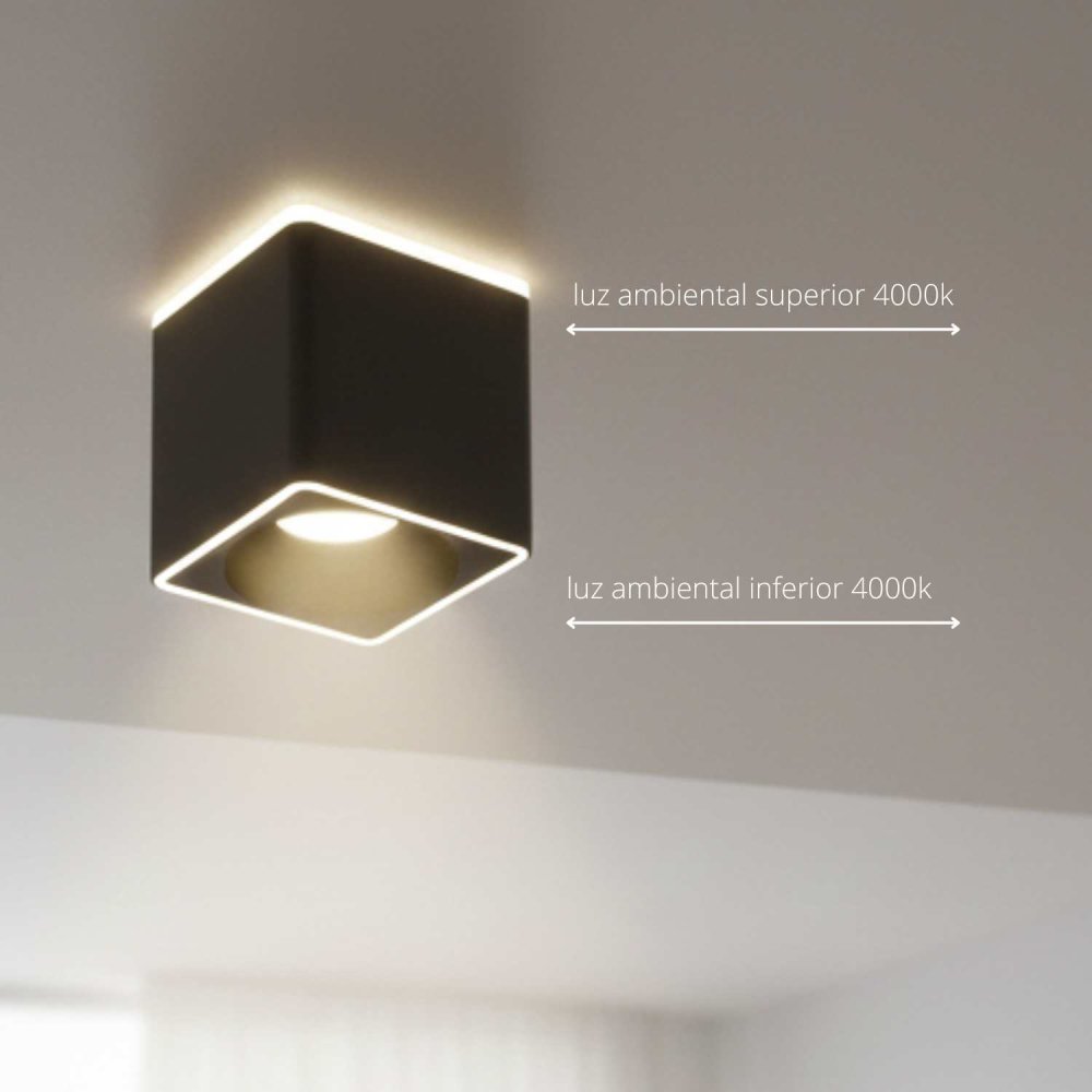 Foco Led de Superficie Cuadrado Ø12Cm color Negro Rouk - Faretto LED da superficie - UKUKHOME.com
