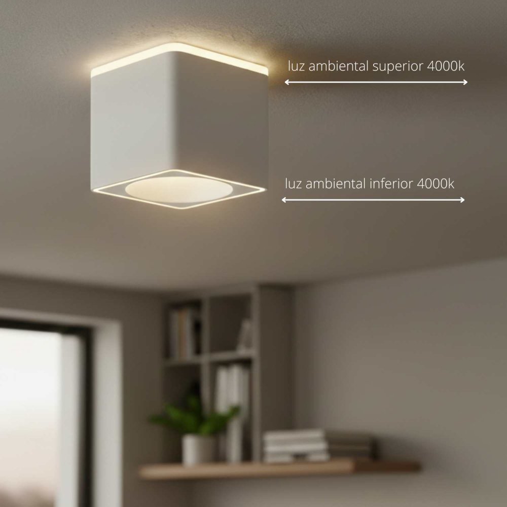 Foco Led de Superficie Cuadrado Ø12Cm color Blanco Rouk - Faretto LED da superficie - UKUKHOME.com