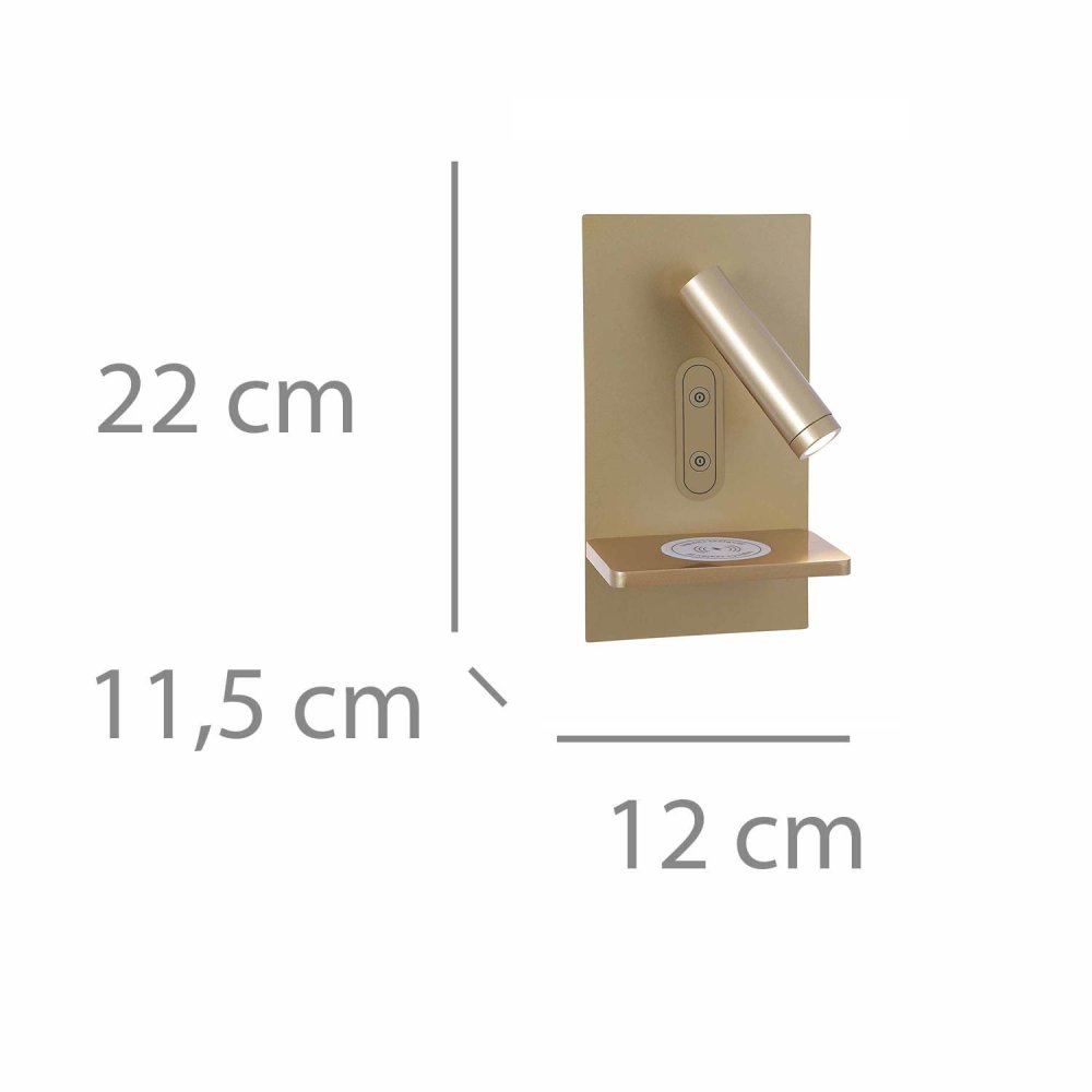 Applique LED Táctil Dorado con Carga Inalámbrica 22Cm Eron - Applique LED - UKUKHOME.com