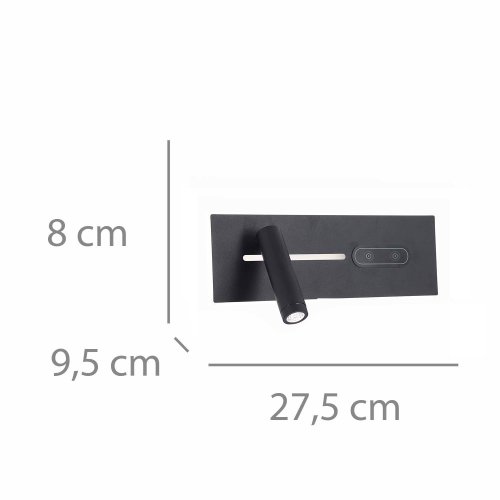 Applique LED Táctil Negro 27,5Cm Gali - Applique LED - UKUKHOME.com