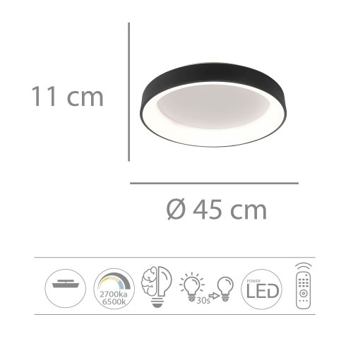 Plafoniera LED Regulable 46W Ø45Cm color Negro Wesler - Illuminazione da soffitto LED - UKUKHOME.com