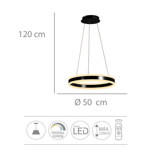 Lampada da Soffitto Led Negra Ø50Cm Zirka - Illuminazione da soffitto LED - UKUKHOME.com