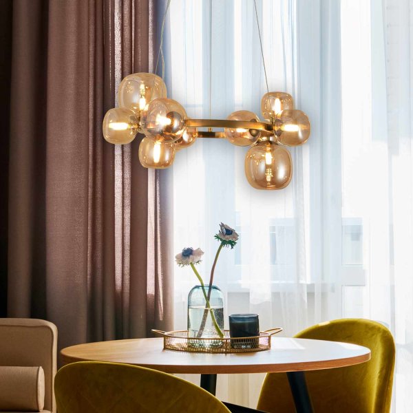 LAMPADA A SOSPENSIONE 11 LUCI OKO AMBRA | Ukukhome 2