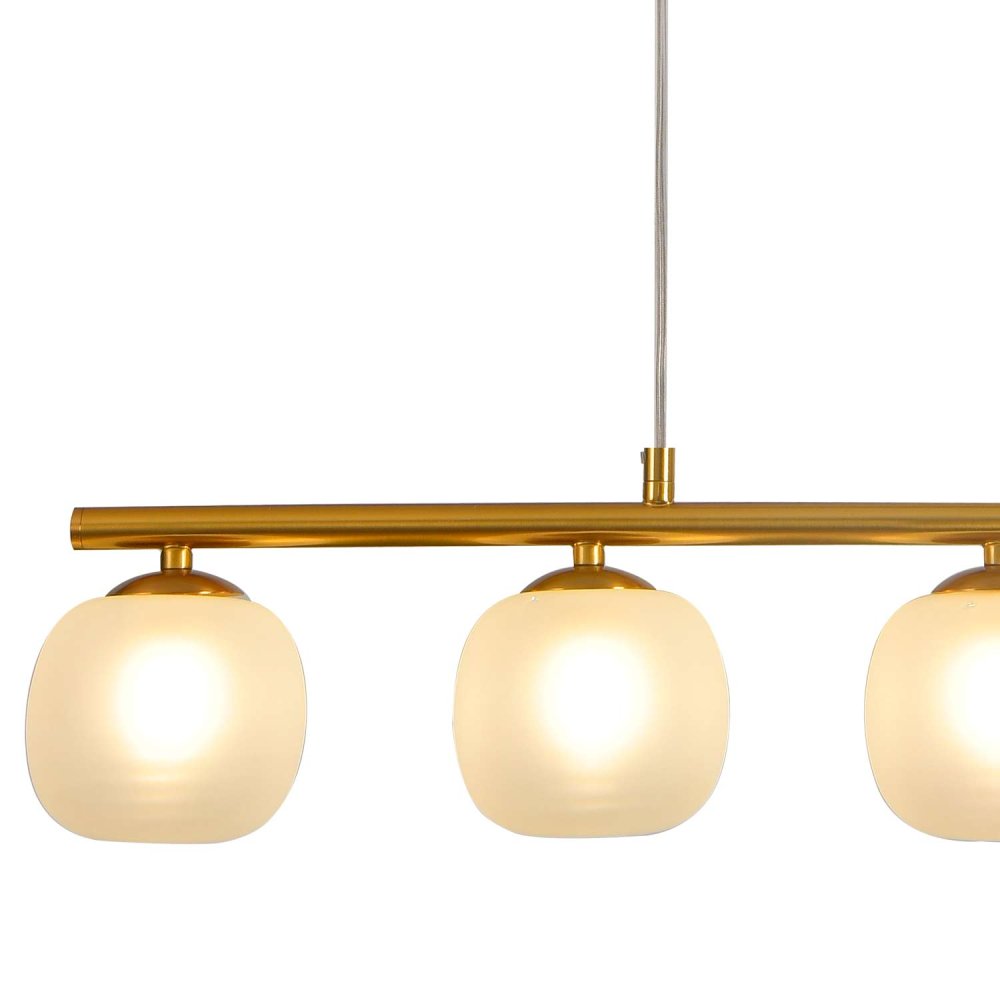 PLAFONIERA 5 LUCI OKO BIANCA OPAL E ORO | Ukukhome