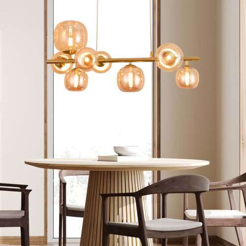 LAMPADA A SOSPENSIONE 8 LUCI OKO AMBRA | Ukukhome