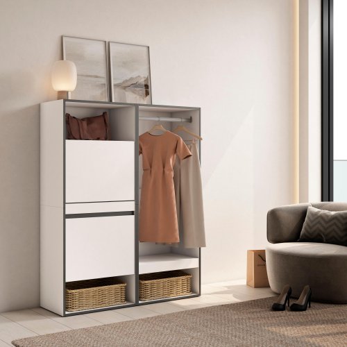 Scarpiera Plus 120x145 cm Bianco | Cabina Armadio + Scarpiera