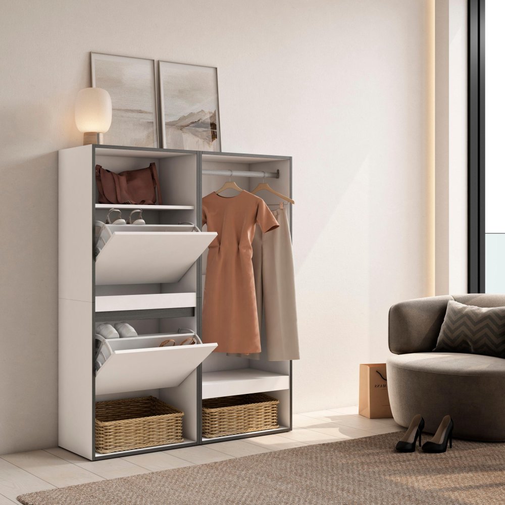 Scarpiera Plus 120x145 cm Bianco | Cabina Armadio + Scarpiera