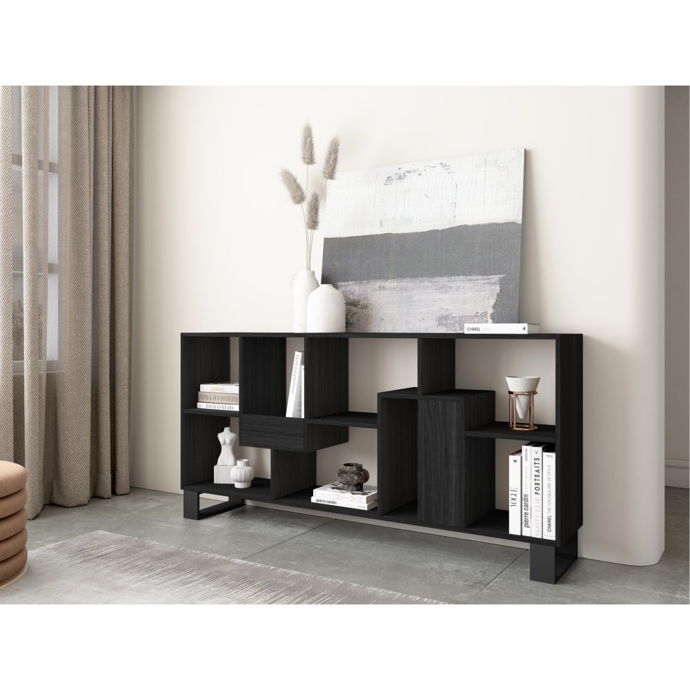 Libreria Industriale 174 cm Nero | Piedi Metallo Nero