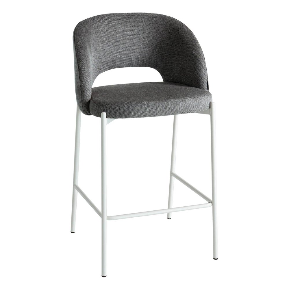Sgabello Imbottito Harmony Grigio Gambe Avorio | Ukukhome