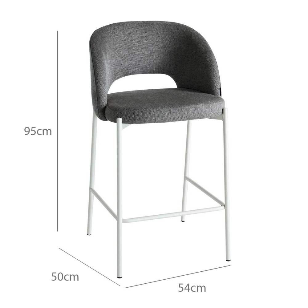 Sgabello Imbottito Harmony Grigio Gambe Avorio | Ukukhome