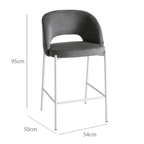 Sgabello Imbottito Harmony Grigio Gambe Avorio | Ukukhome