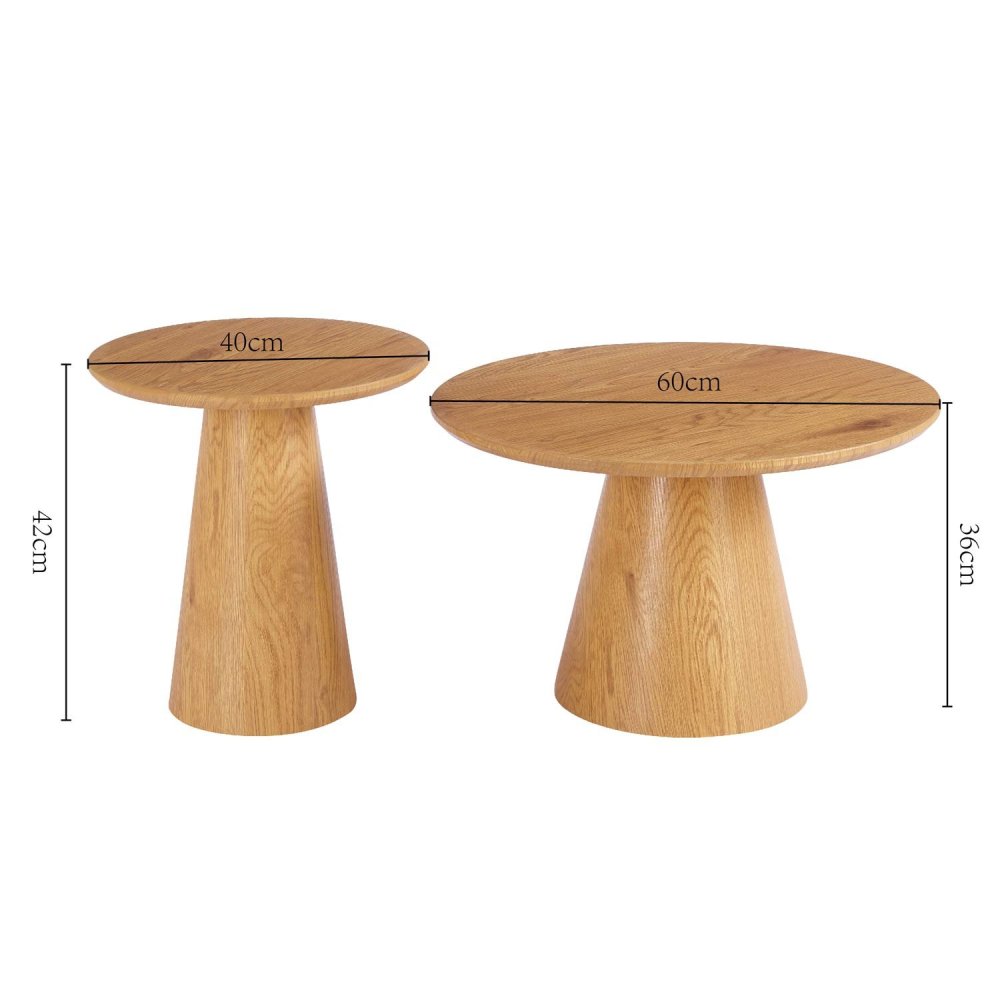 Set di 2 Tavolini Tove in Legno Naturale | Ukukhome
