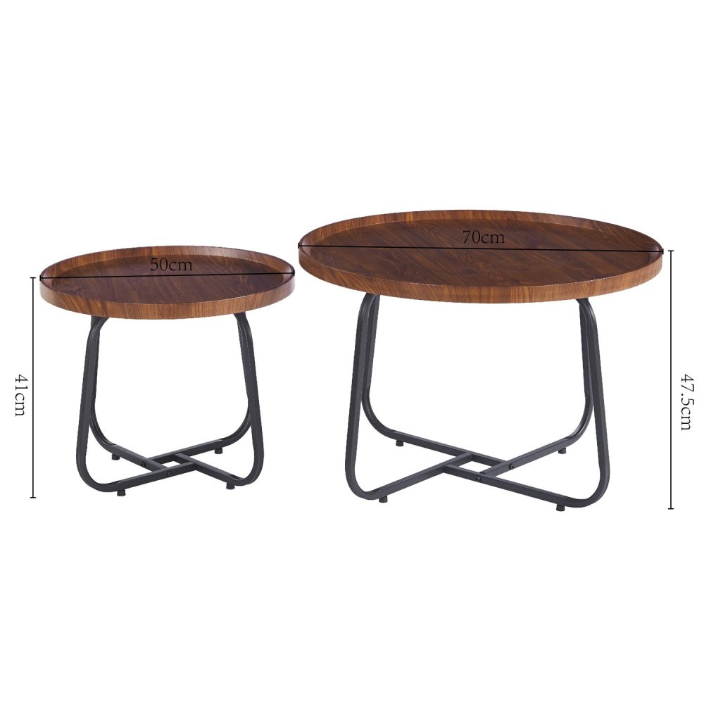 Set di 2 Tavolini Thea Gambe Nere | Ukukhome