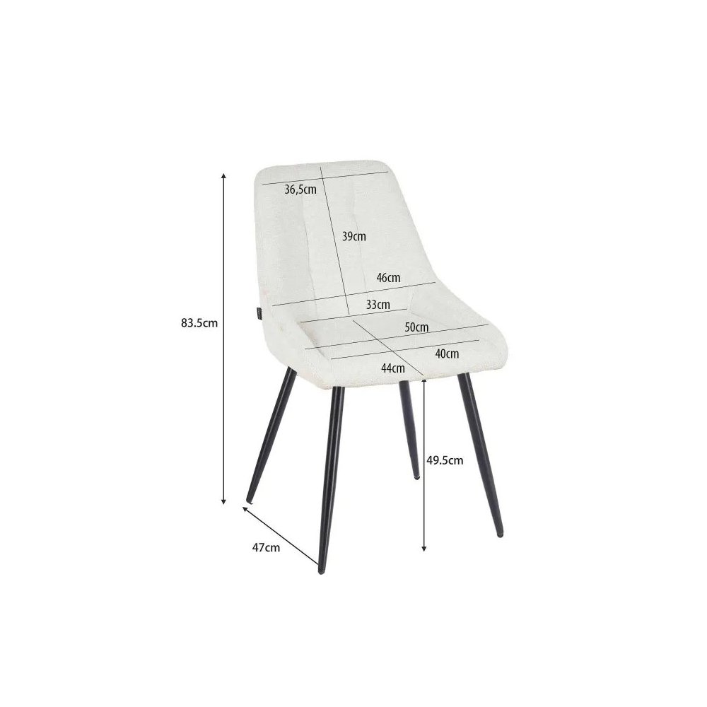 Sedia Imbottita Alma Sabbia Gambe Nere | Ukukhome