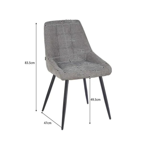 Sedia Imbottita Alma Grigia Gambe Nere | Ukukhome