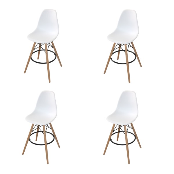 SET DE 4 BANCOS ALTOS TOWER WOOD BRANCOS