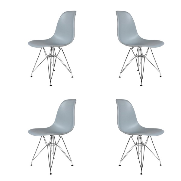 PACK 4 CADEIRAS TOWER CHROME CINZA EXTRA QUALITY