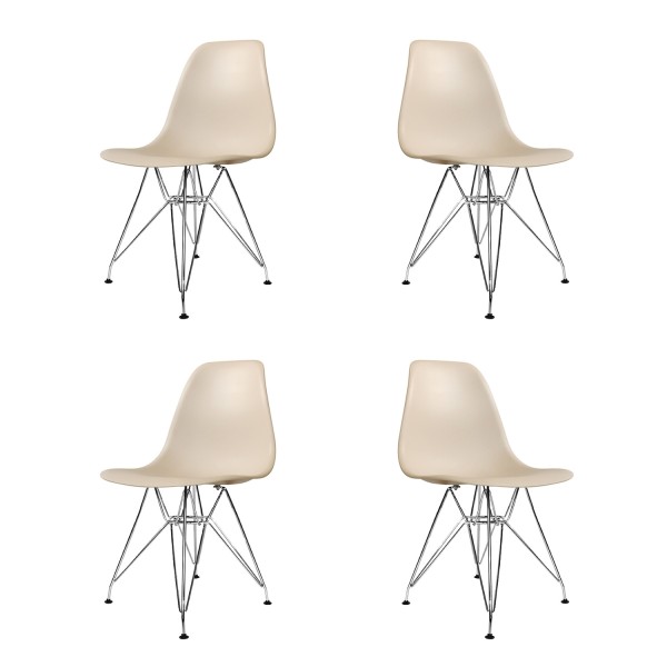 PACK 4 CADEIRAS TOWER CHROME AREIA EXTRA QUALITY