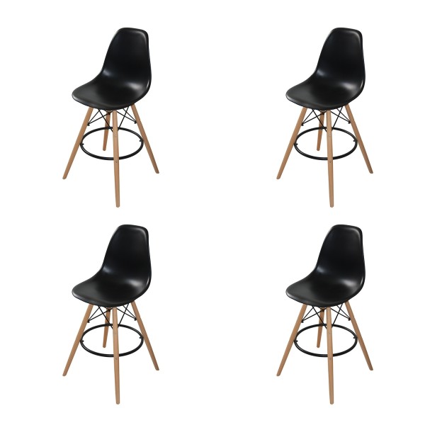 PACK 4 BANCOS ALTOS TOWER WOOD PRETO