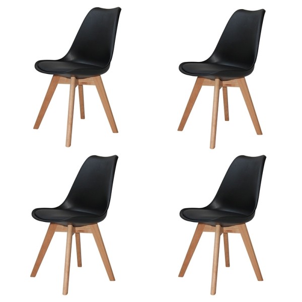 PACK 4 SILLAS NEW TOWER WOOD NEGRAS EXTRA QUALITY - Cadeiras Tower 