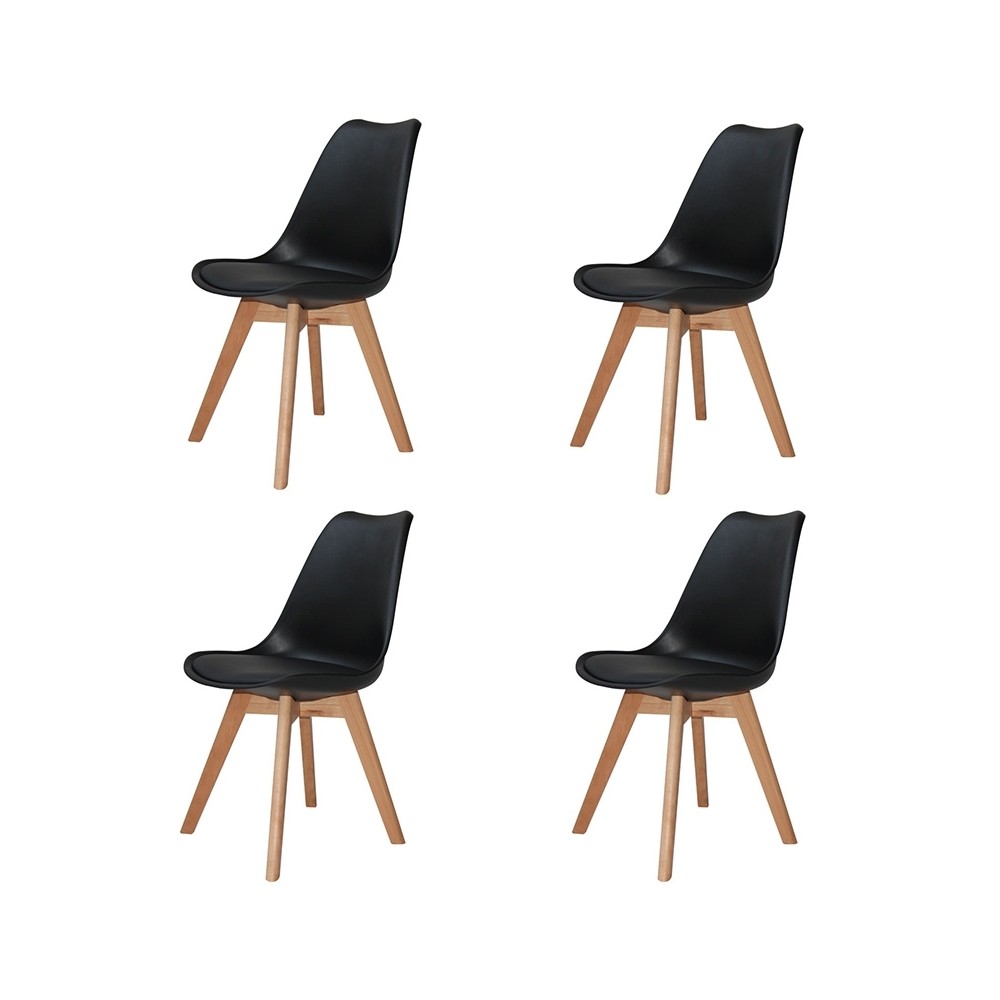PACK 4 SILLAS NEW TOWER WOOD NEGRAS EXTRA QUALITY - Cadeiras Tower 