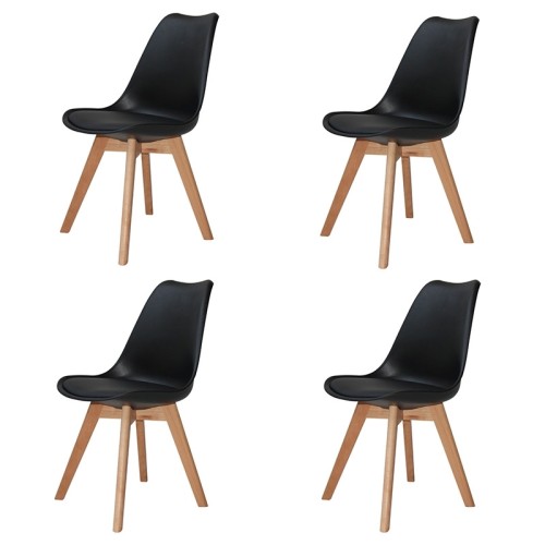 PACK 4 SILLAS NEW TOWER WOOD NEGRAS EXTRA QUALITY - Cadeiras Tower 