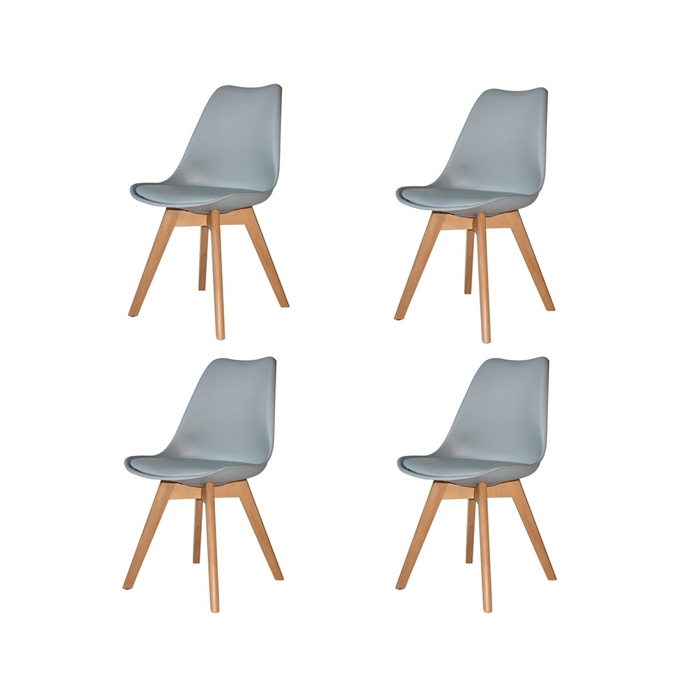 PACK 4 SILLAS NEW TOWER WOOD GRISES EXTRA QUALITY - Cadeiras Tower 