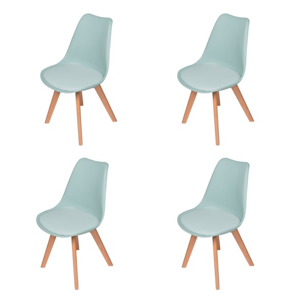PACK 4 SILLAS NEW TOWER WOOD AGUAMARINA EXTRA QUALITY - Cadeiras Tower 