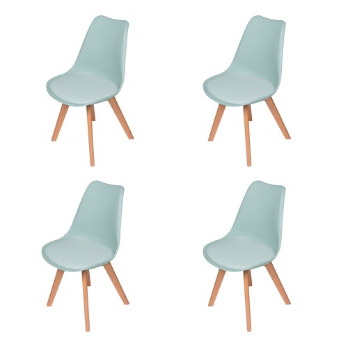 PACK 4 SILLAS NEW TOWER WOOD AGUAMARINA EXTRA QUALITY - Cadeiras Tower 