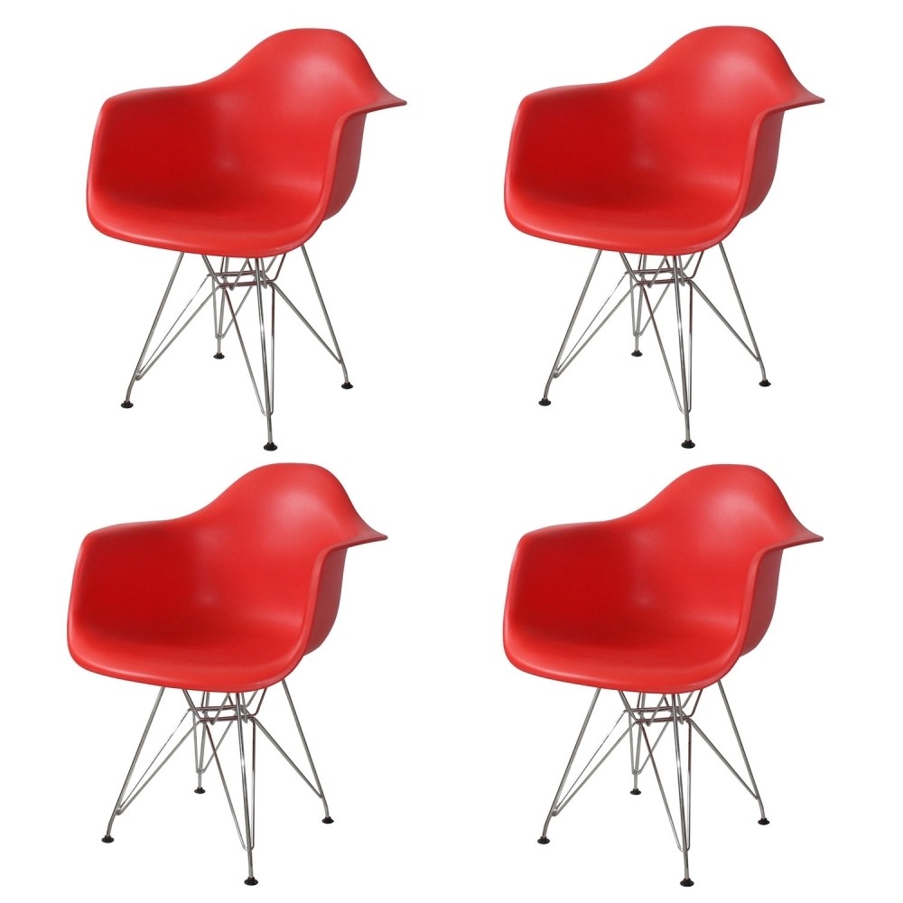 PACK 4 CADEIRÕES TOWER CHROME VERMELHOS