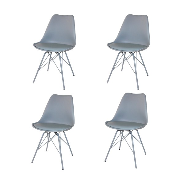 PACK 4 CADEIRAS TOWER METAL CINZENTO
