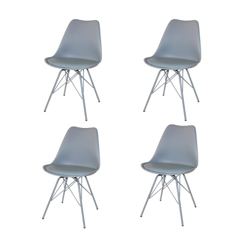 PACK 4 CADEIRAS TOWER METAL CINZENTO