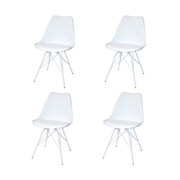 PACK 4 CADEIRAS TOWER METAL BRANCO