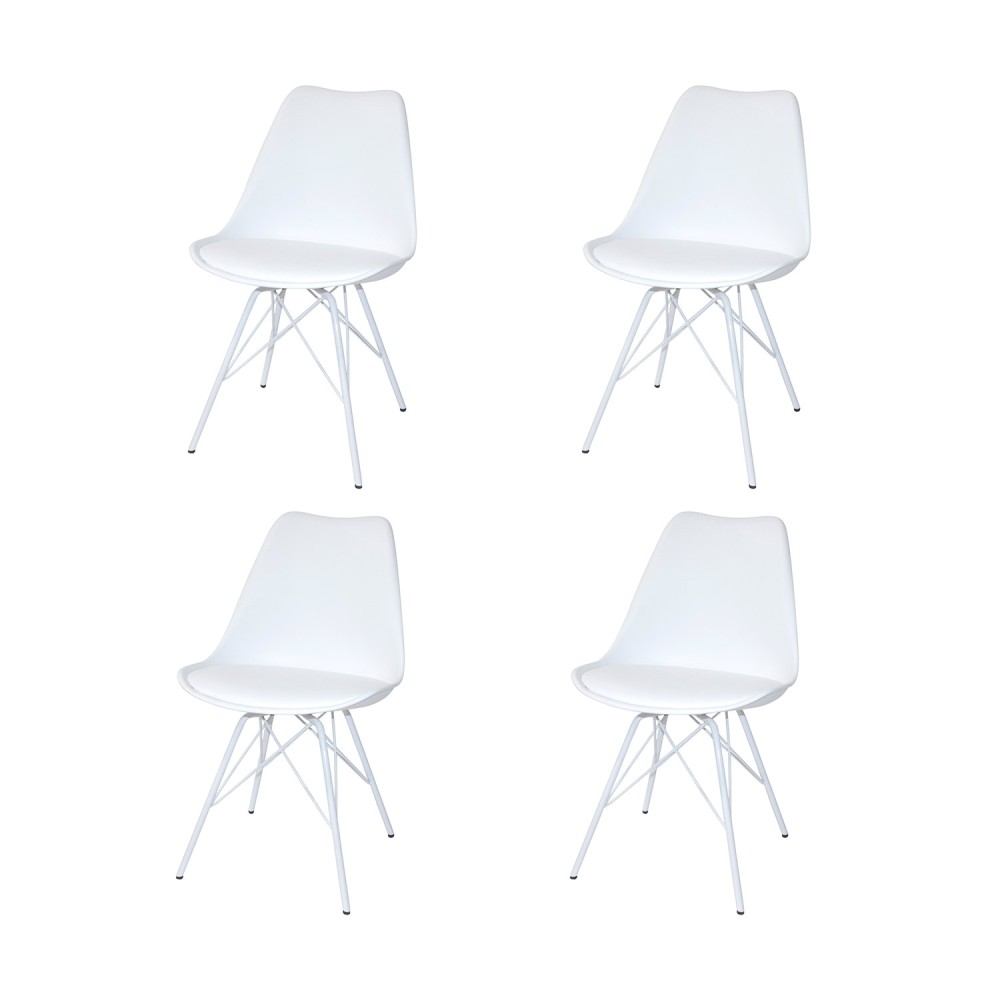 PACK 4 CADEIRAS TOWER METAL BRANCO