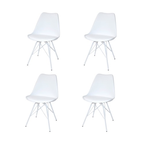 PACK 4 CADEIRAS TOWER METAL BRANCO
