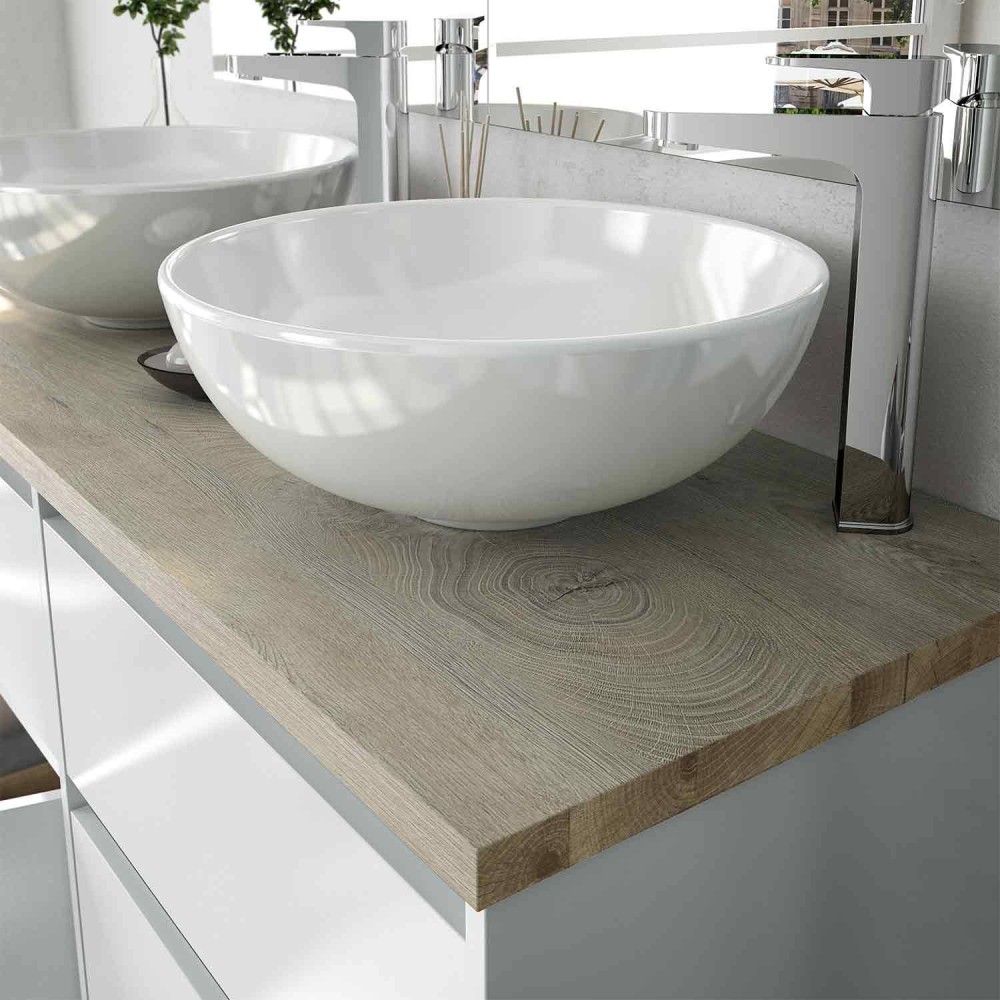 BACIA CERÂMICA REDONDA SOBRE BANCADA DE 41,5 Ø - Moveis de lavatorio 