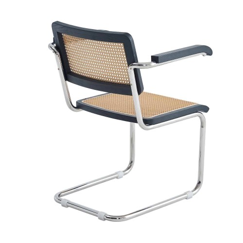 SILLA ZULMA BLACK CON REPOSABRAZOS - Cadeiras metálicas 