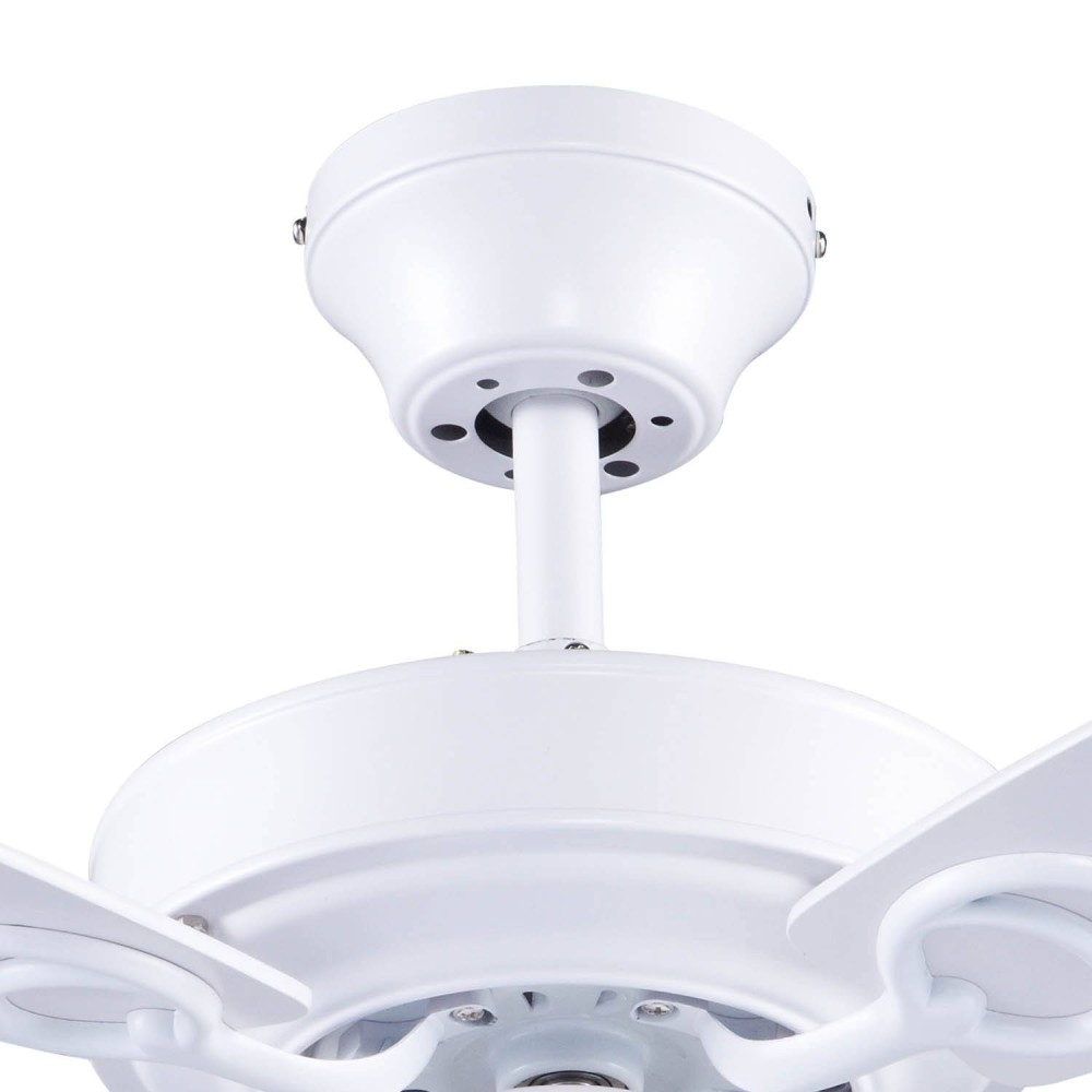 VENTILADOR COM 4 LÂMINAS DE MADEIRA COR BRANCO COM CONTROLE REMOTO - Ventoinhas de tecto 