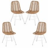 Pack de 4 cadeiras Raffles Rattan perna branca | Venda de Móveis Online
