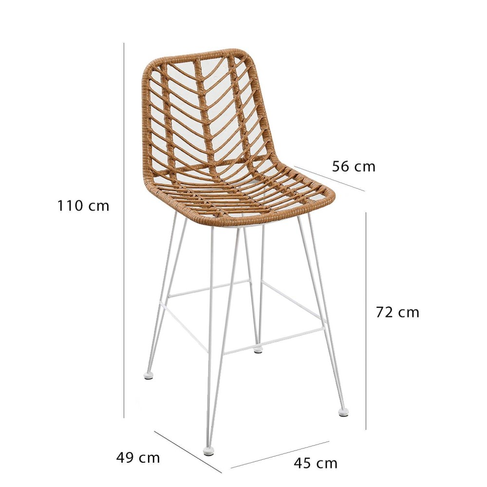 Banqueta Alta Raffles em rattan com pés brancos | Venda de Móveis Online