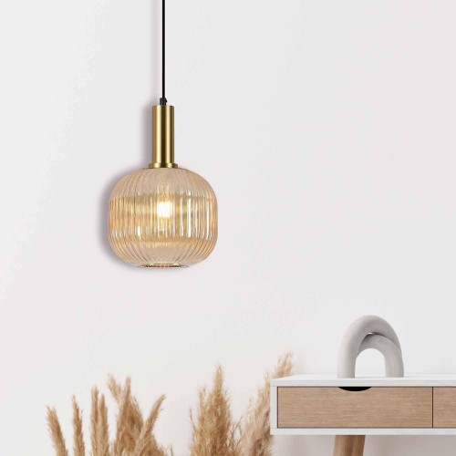 Candeeiro suspenso Vega Âmbar 1 luz | Venda Moveis Online
