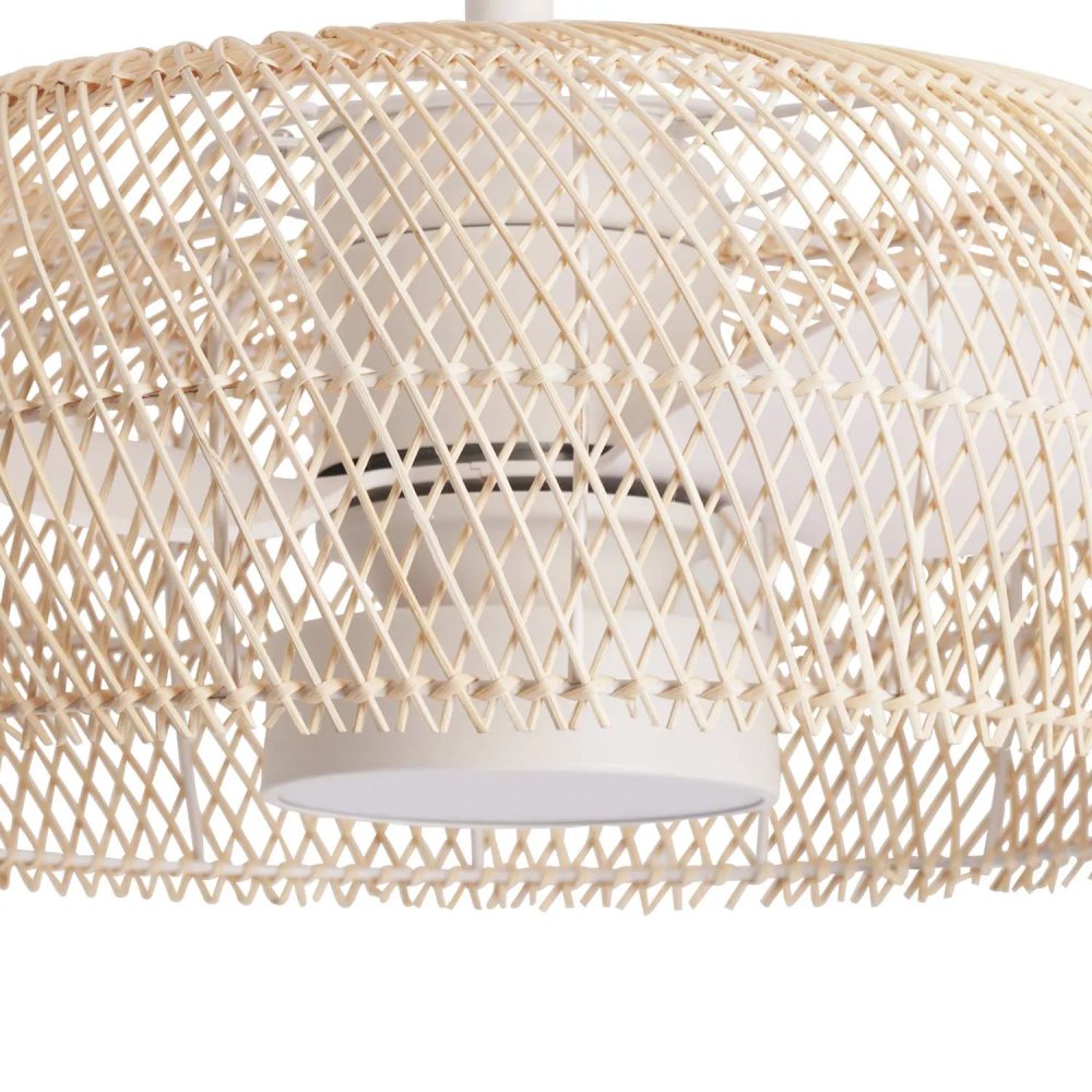 VENTILADOR 3 PÁS LED 18W OKARI RATTAN NATURAL